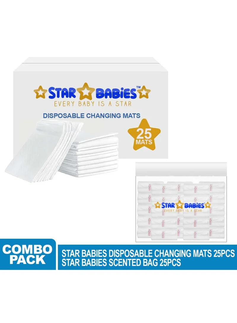 ستار بيبيز Disposable Chaging Mat Pack Of 25 Scented Bag Pack Of 25 - White